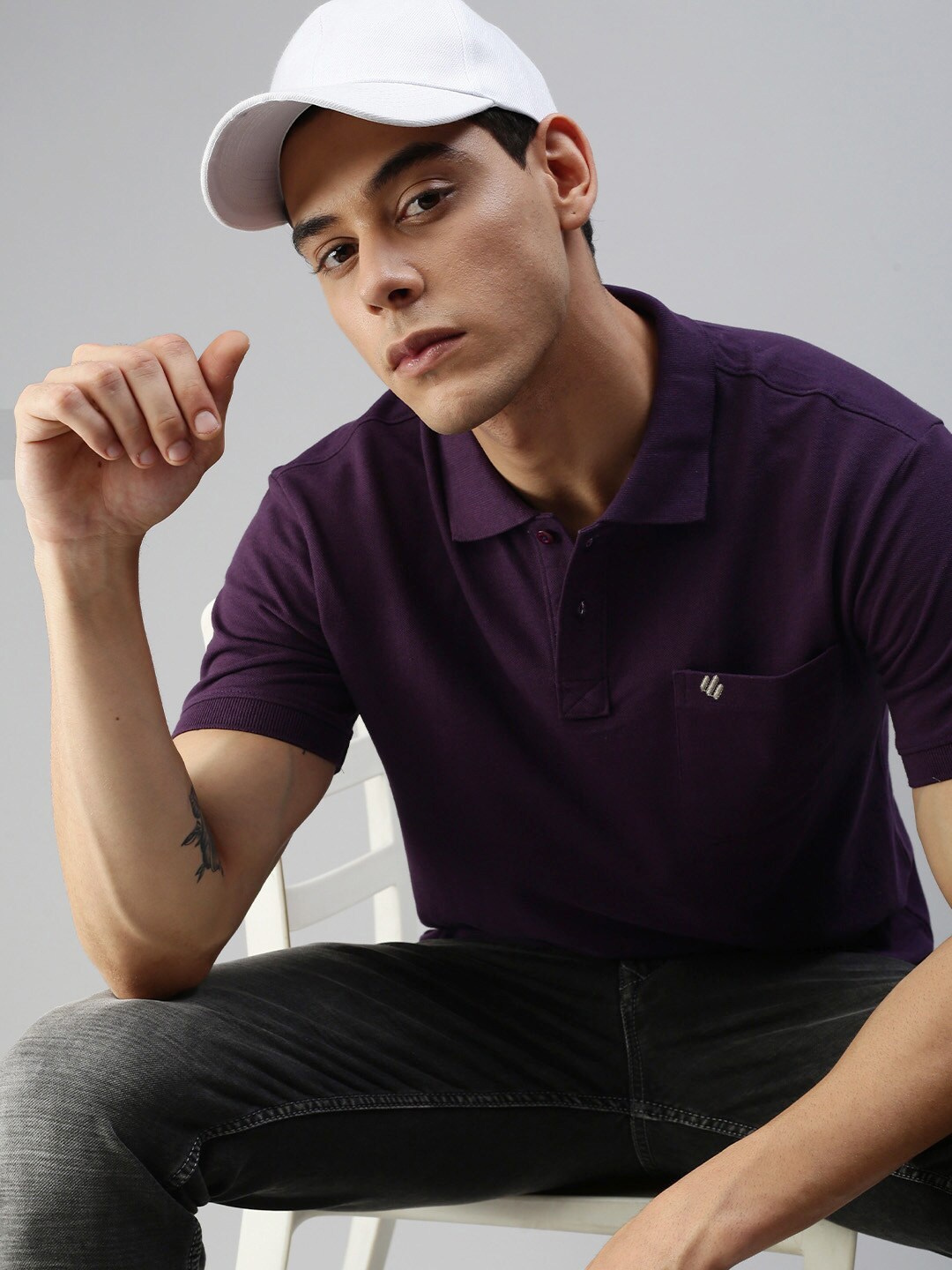 

ONN Polo Collar Antimicrobial Cotton T-shirt, Purple