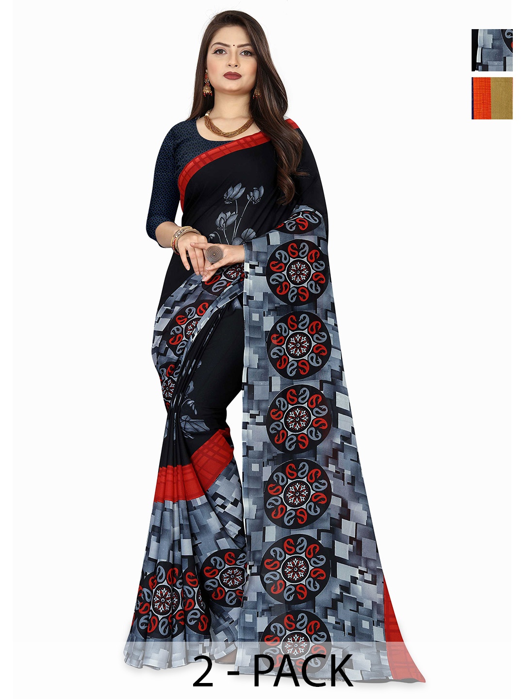 

ANAND SAREES Floral Saree, Black