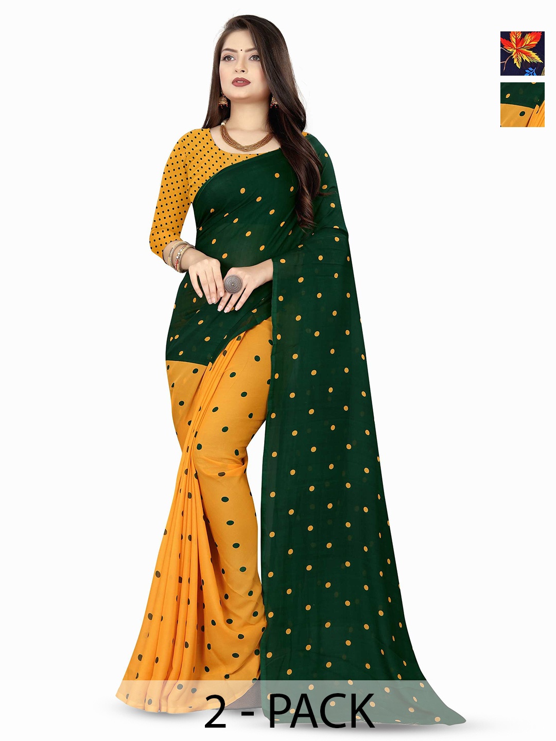 

ANAND SAREES Selection Of 2 Floral Printed Saree, Blue