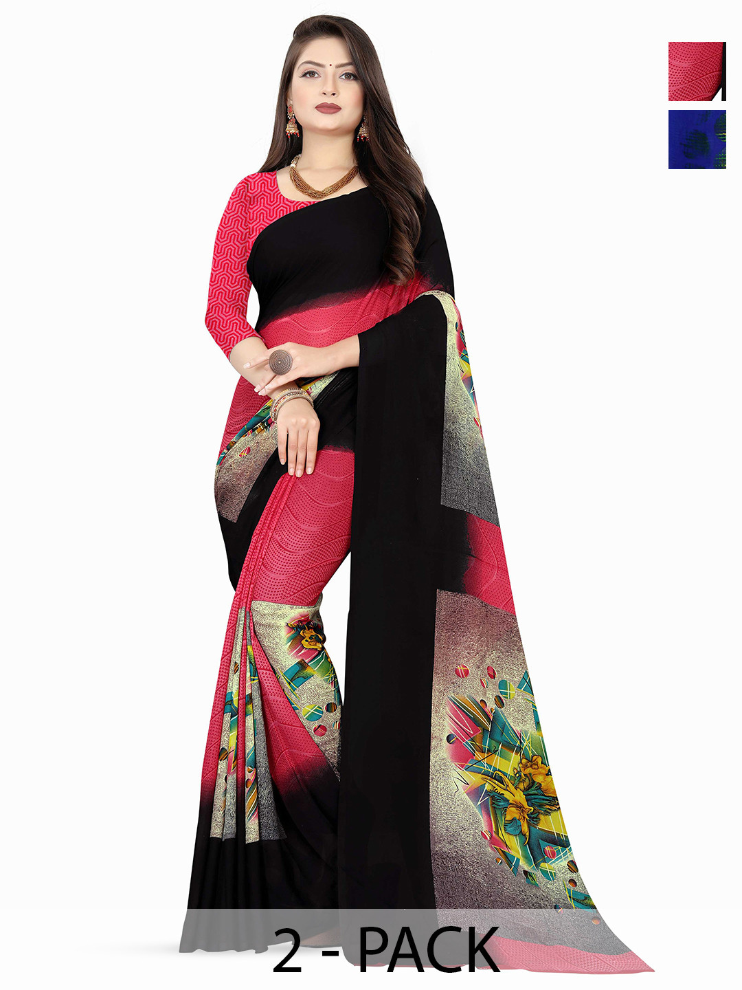 

ANAND SAREES Floral Saree, Blue