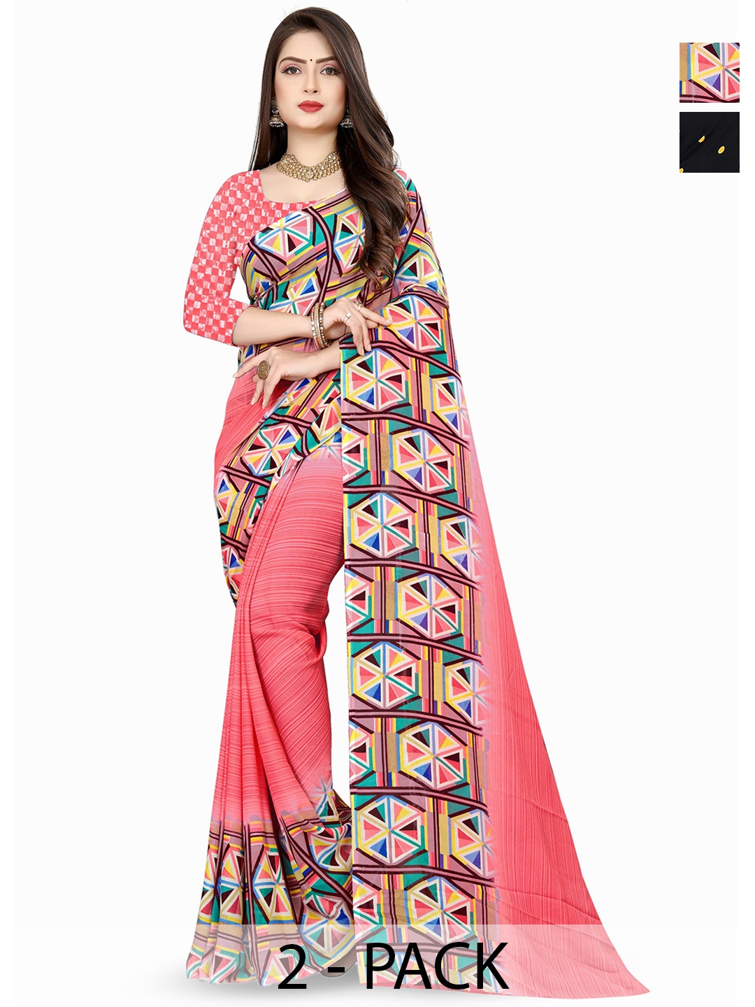 

ANAND SAREES Polka Dot Saree, Black