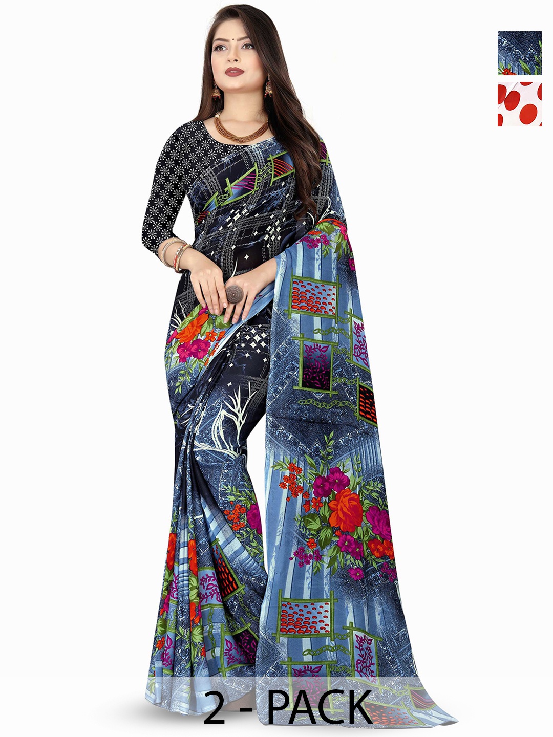 

ANAND SAREES Floral Saree, Red