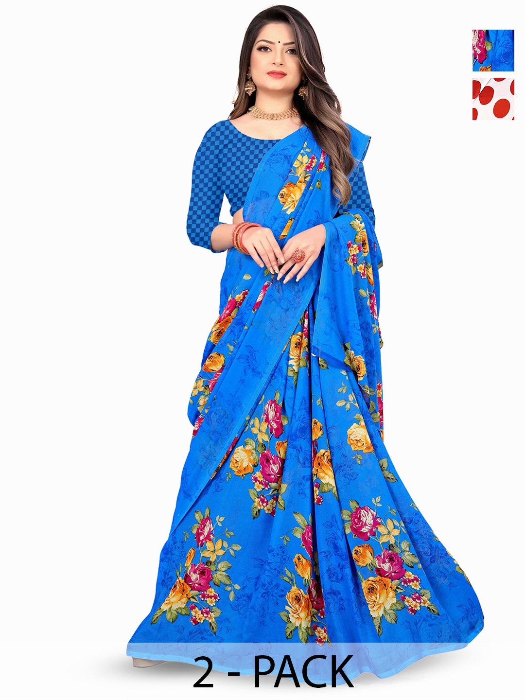 

ANAND SAREES Floral Saree, White