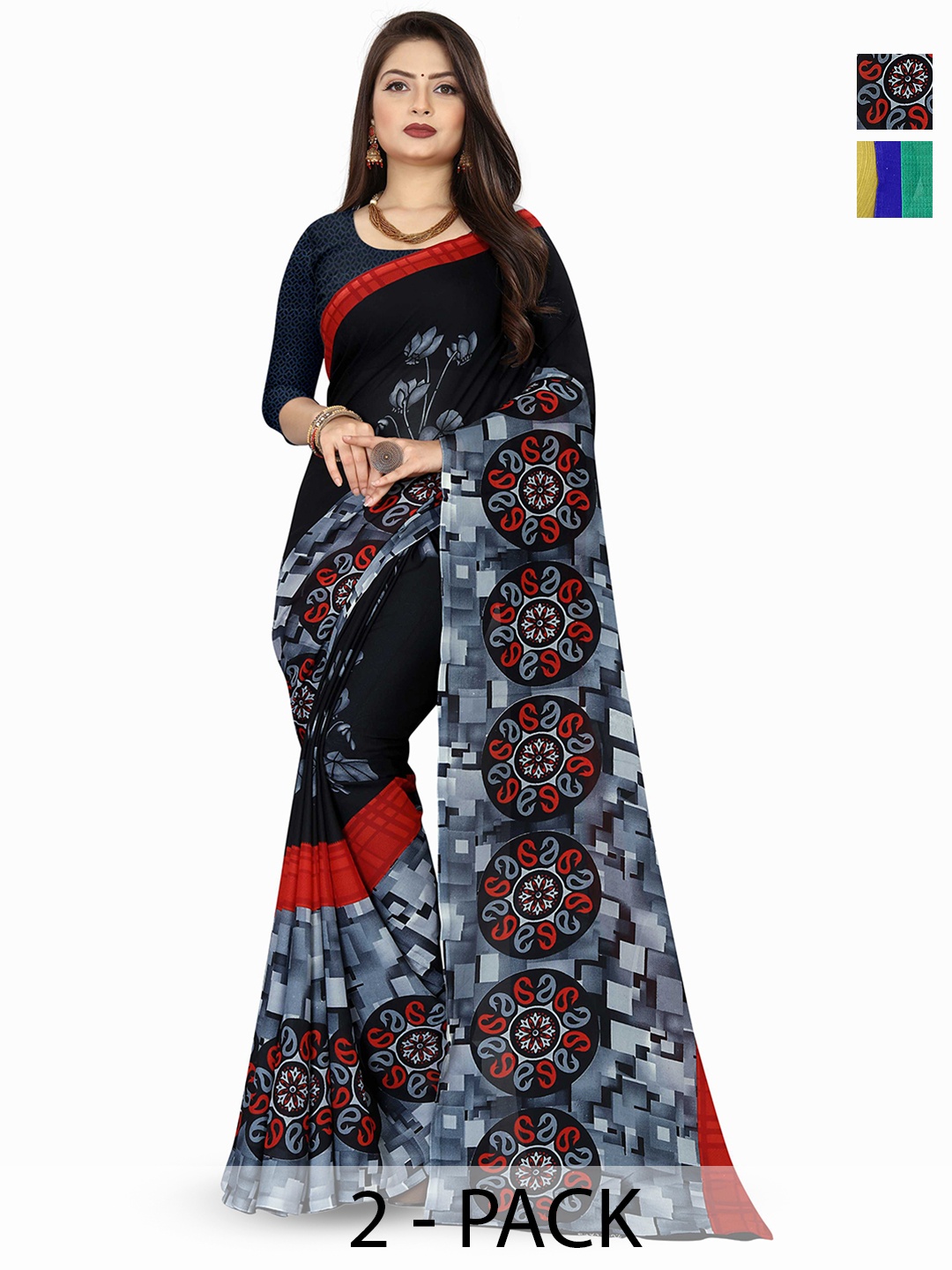 

ANAND SAREES Floral Saree, Black