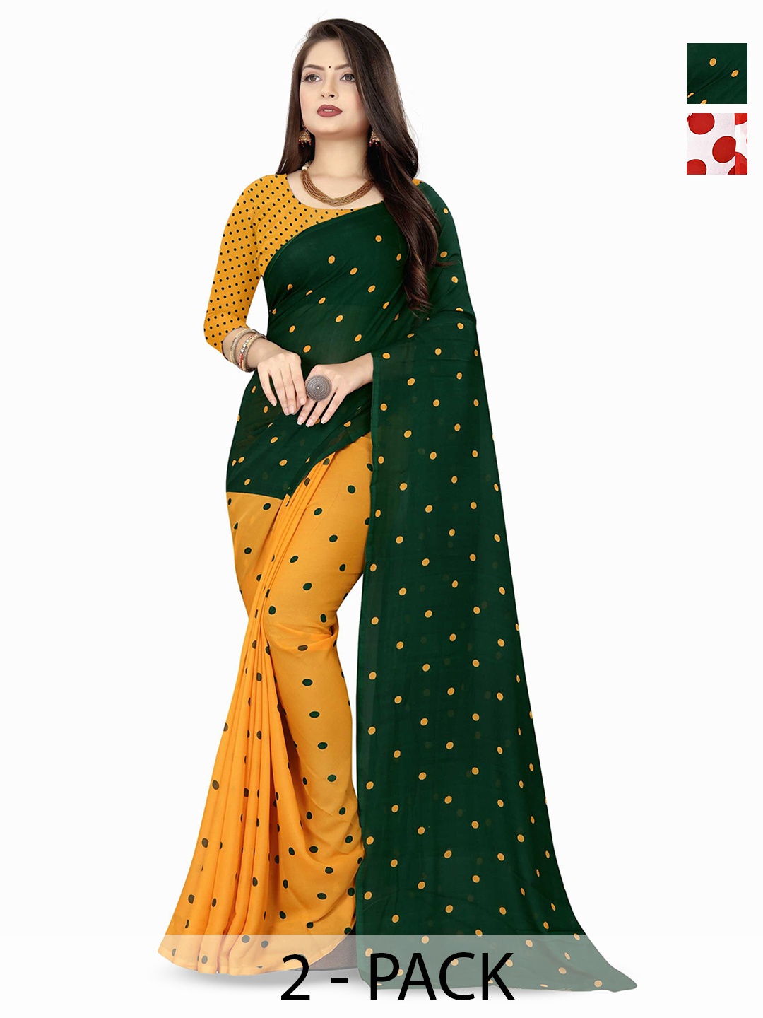 

ANAND SAREES Selection Of 2 Printed Sarees, White