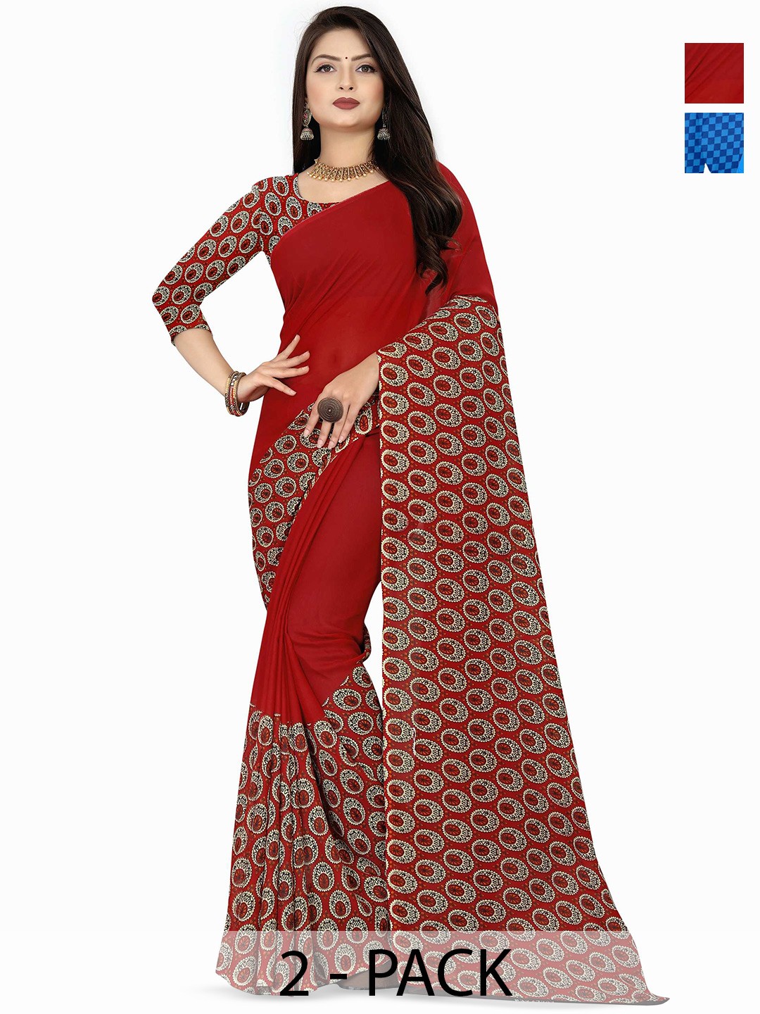 

ANAND SAREES Floral Saree, Blue