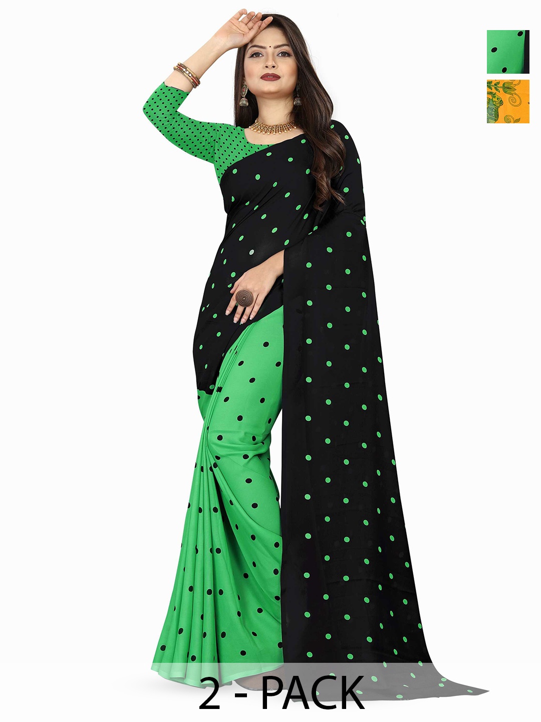 

ANAND SAREES Selection Of 2 Ethnic Motifs Printed Saree, Yellow