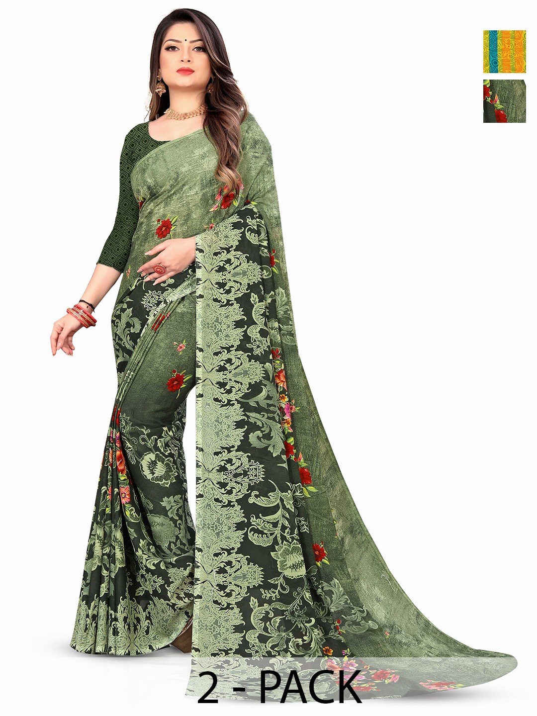 

ANAND SAREES Selection of 2 Ethnic Motifs Saree, Yellow