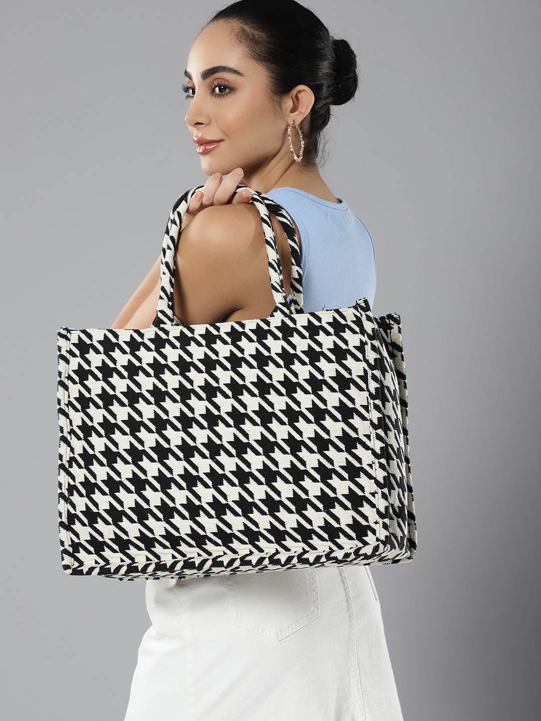 

Mast & Harbour Printed Oversized Shopper Tote Bag, Black