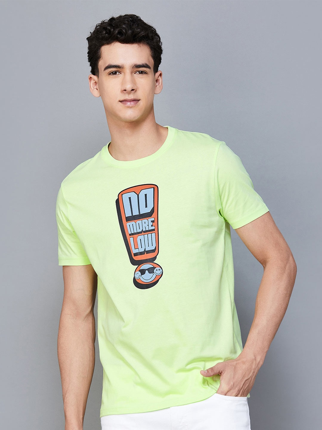 

SmileyWorld Typography Printed Cotton T-shirt, Green
