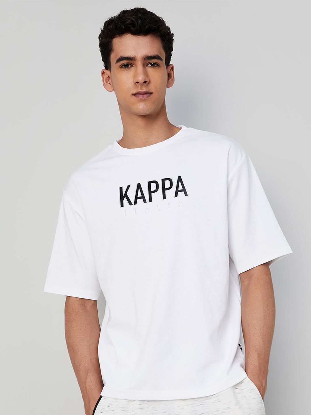 

Kappa Typography Printed Drop Shoulder Sleeves Casual T-shirt, White