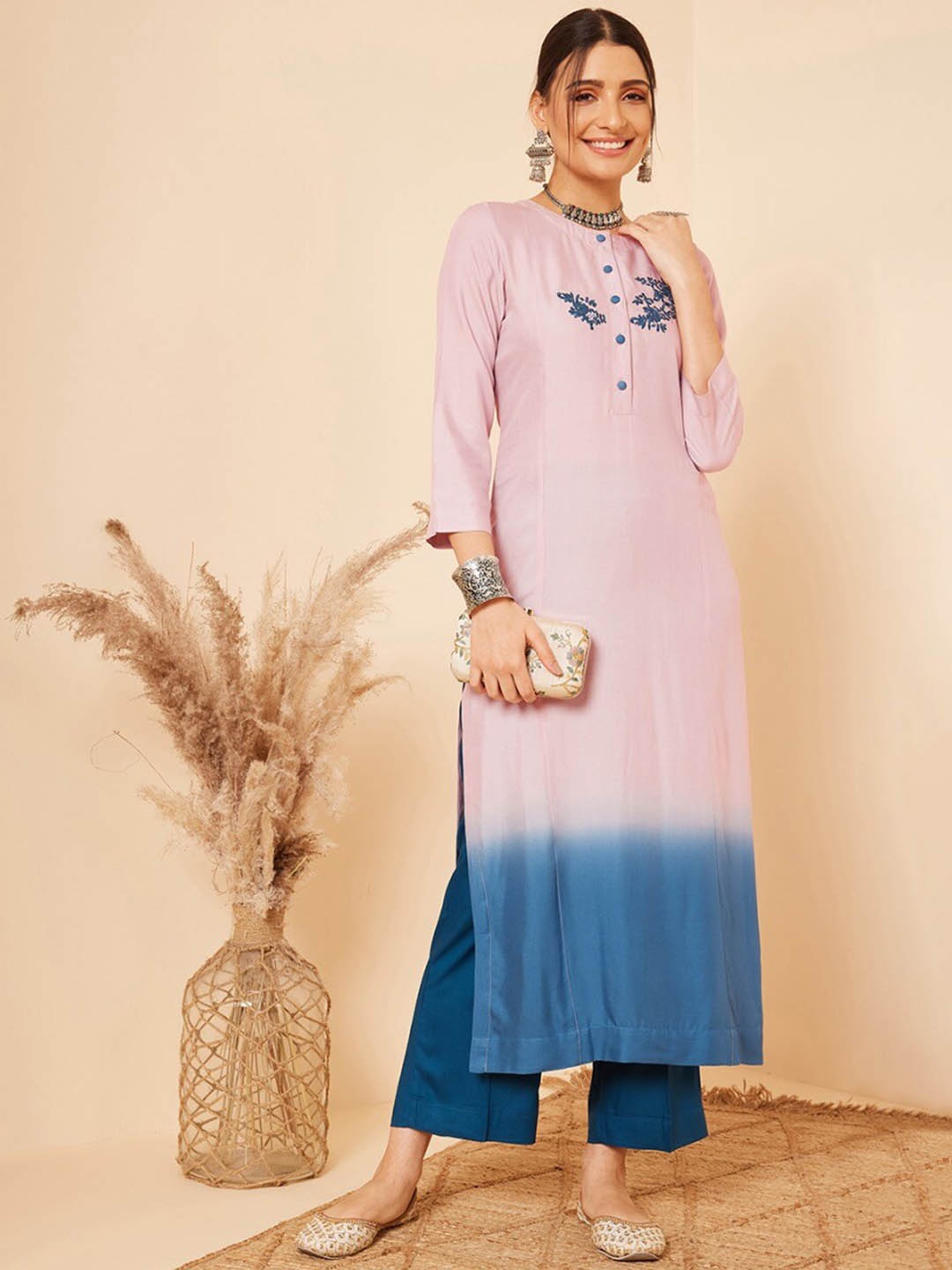 

STADO Women Regular Pure Cotton Kurta with Trousers, Pink