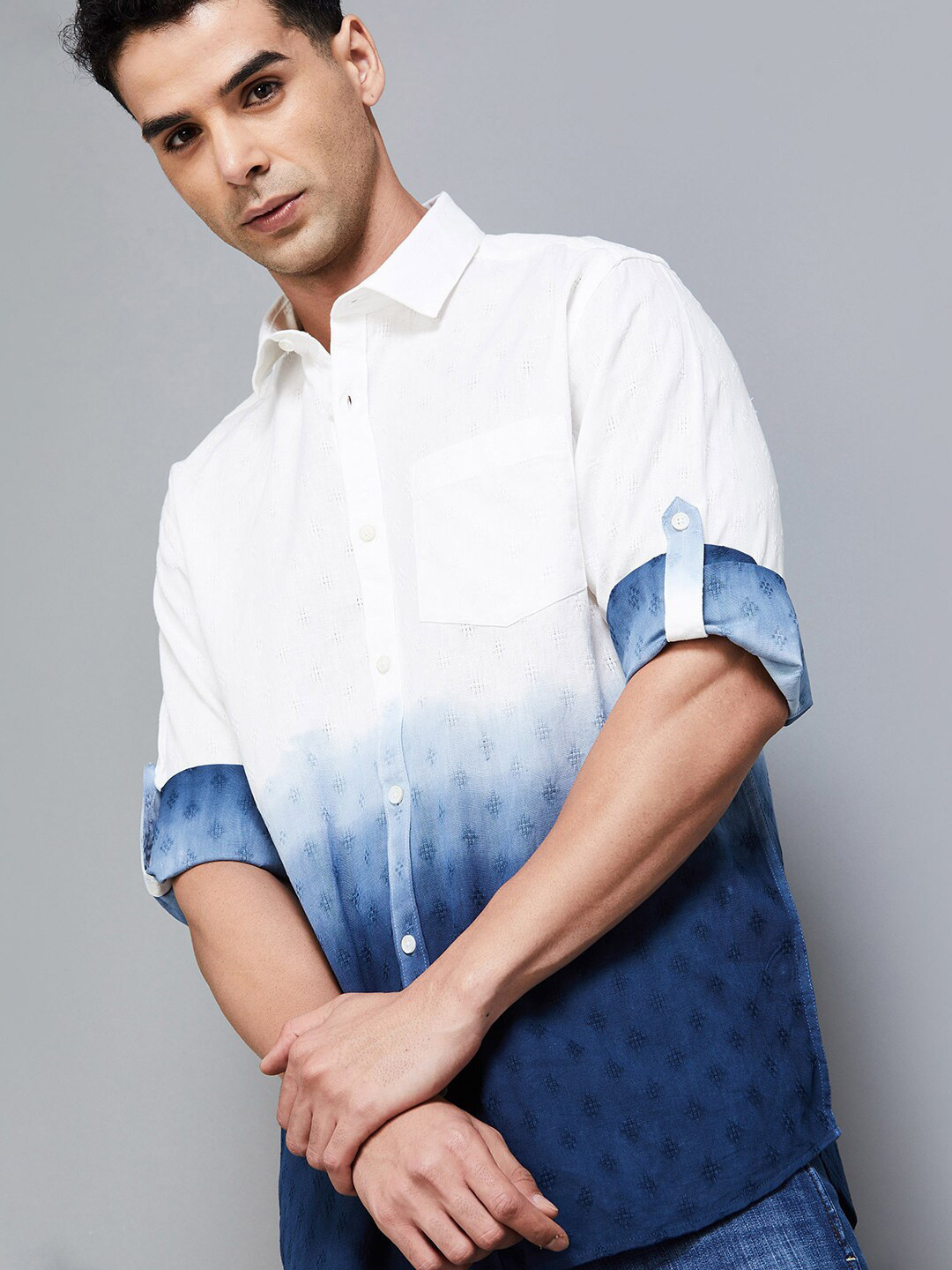 

CODE by Lifestyle Men Textured Casual Shirt, Blue