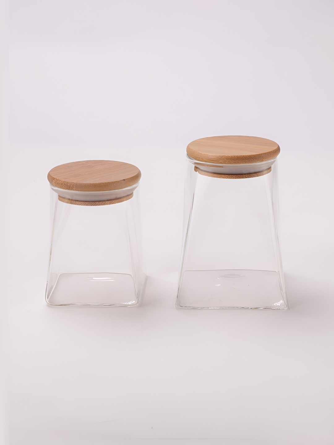 Aura Transparent & Brown 2 Pieces BPA Free Glass Containers With Lid