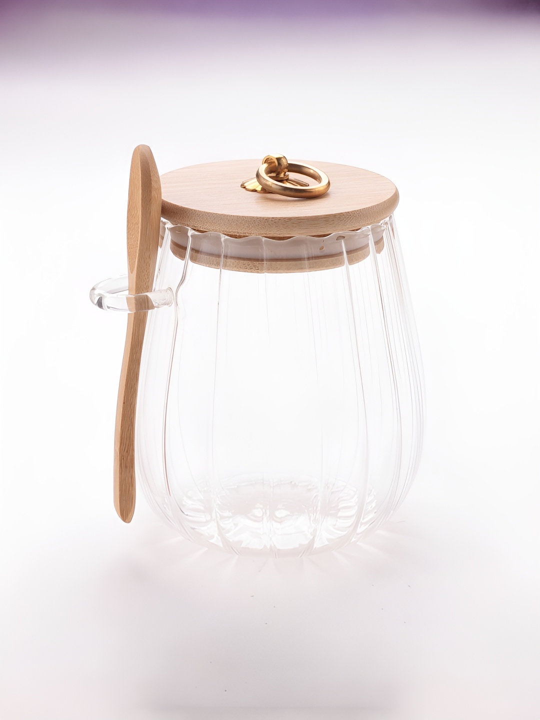 

Aura Transparent Glass Jar with Bamboo Lid & Spoon