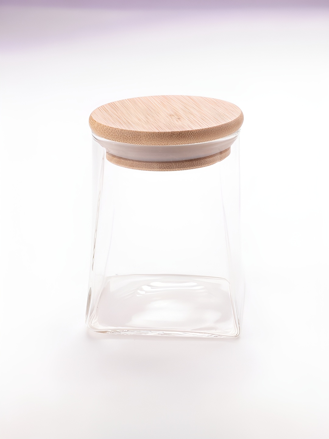 Aura Transparent Glass Jar with Bamboo Lid-360ml