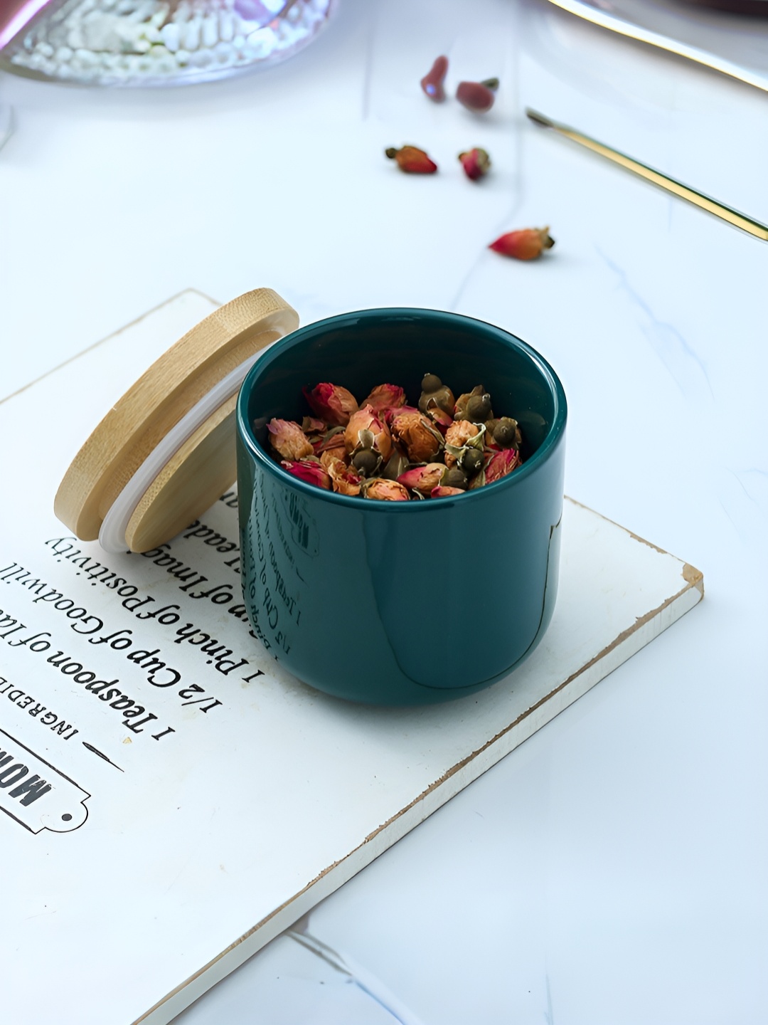

Aura Green & Beige Ceramic Airtight Food Container 260 ml