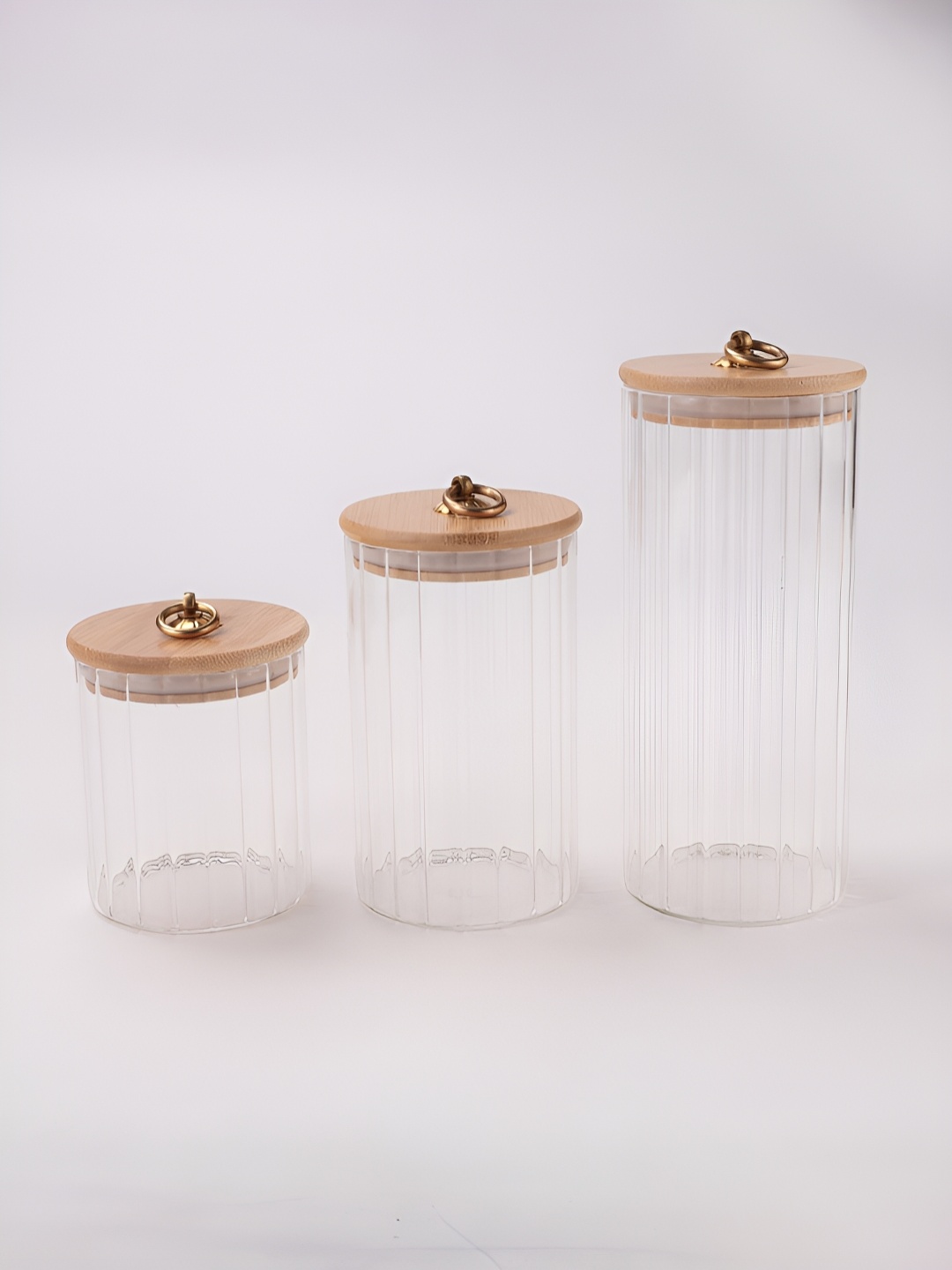 

Aura 3-Pcs Transparent Glass Jar With Lid