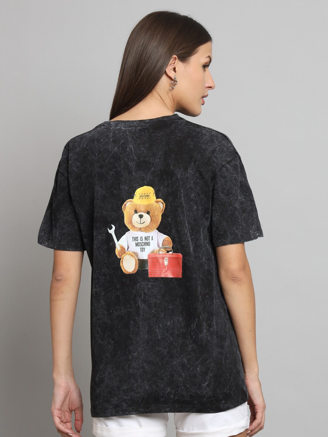 

STHULAS Graphic Printed Pure Cotton T-shirt, Black