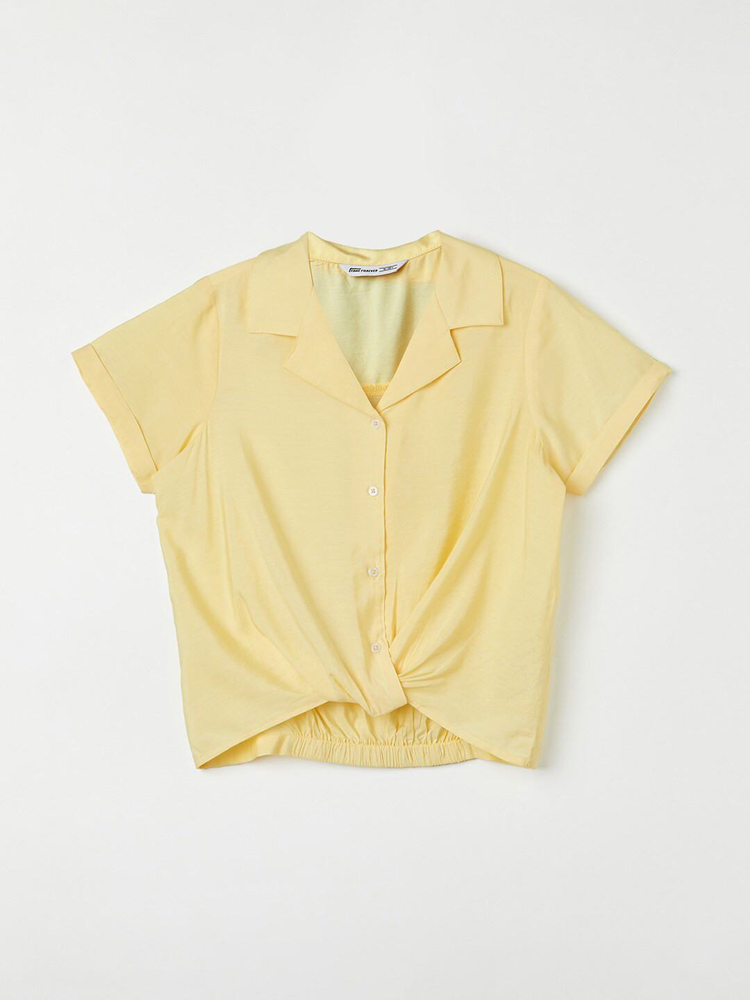 

Fame Forever by Lifestyle Girls Shirt Collar Short Sleeves Shirt Style Casual Top, Yellow