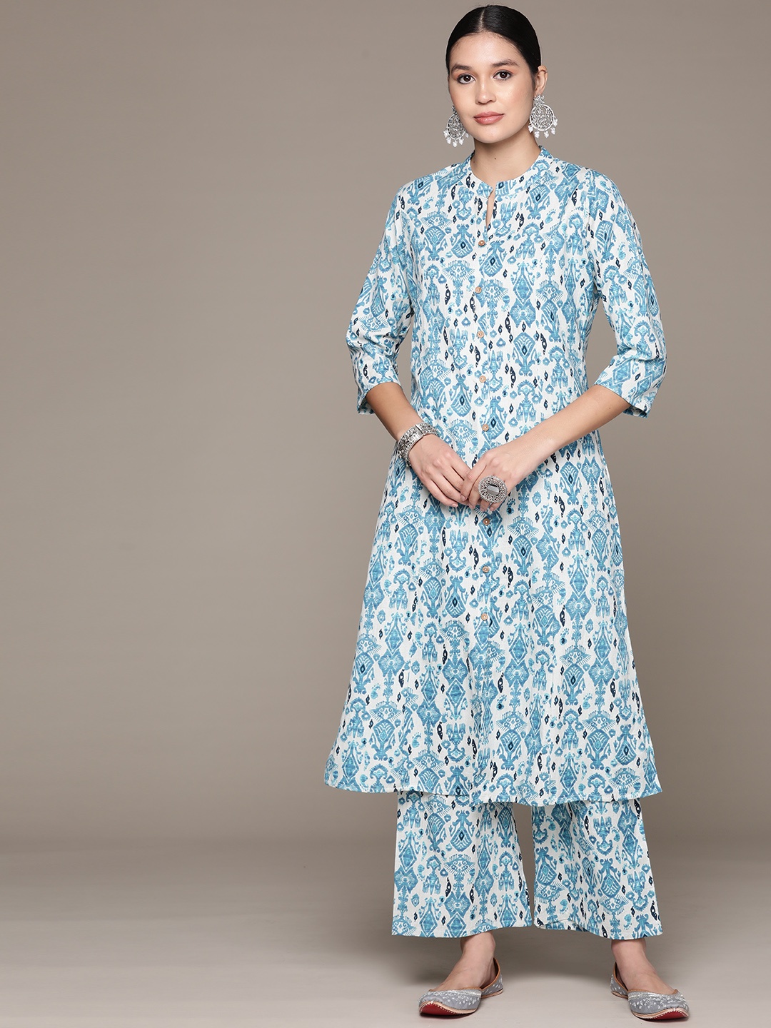 

Readiprint Floral Printed Pure Cotton Kurta with Palazzos, Blue