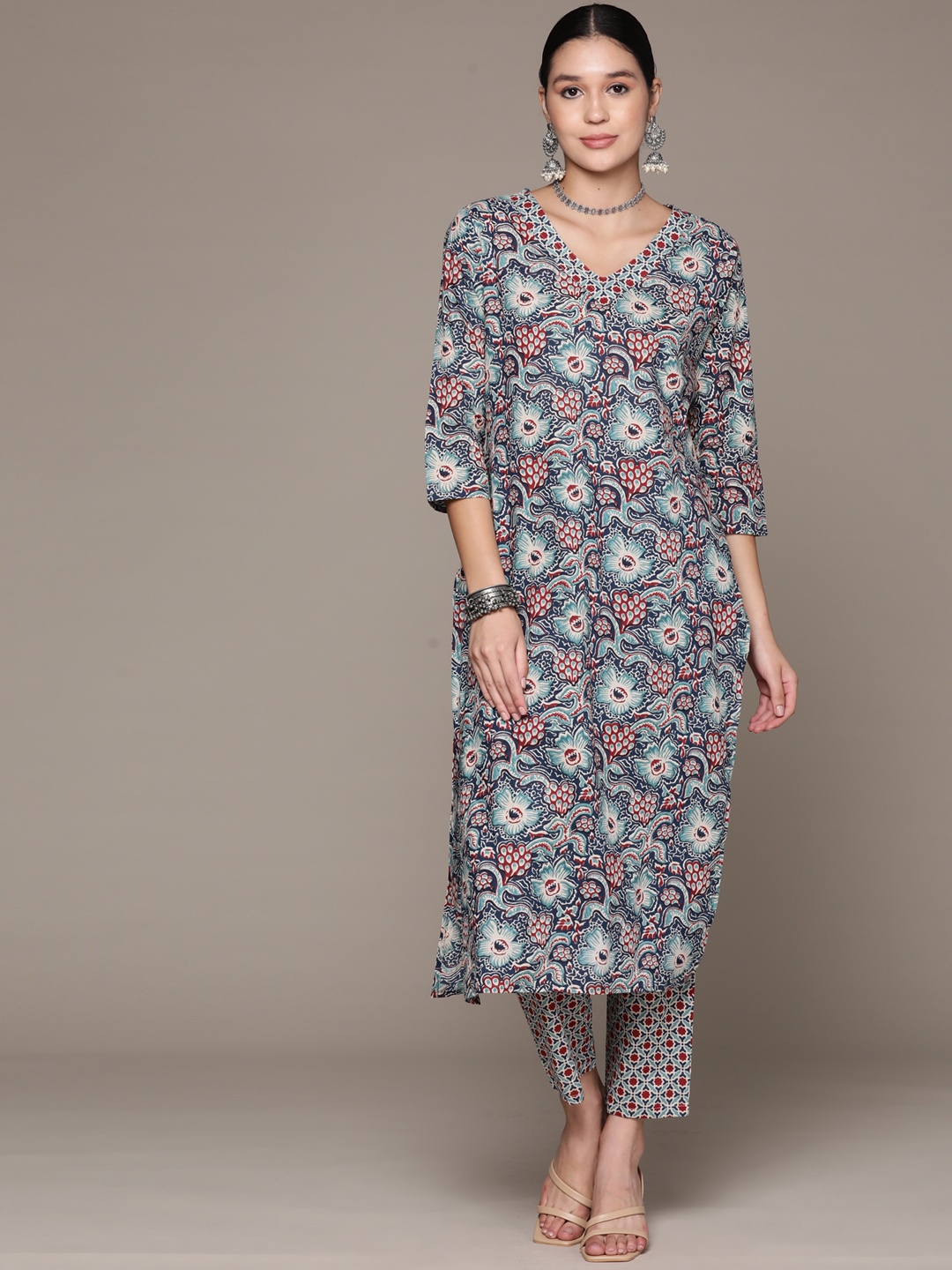 

Readiprint Floral Printed Regular Pure Cotton Kurta with Trousers, Multi
