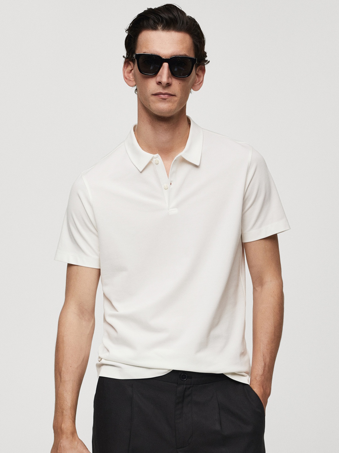 

MANGO MAN Slim Fit Polo Collar T-shirt, White