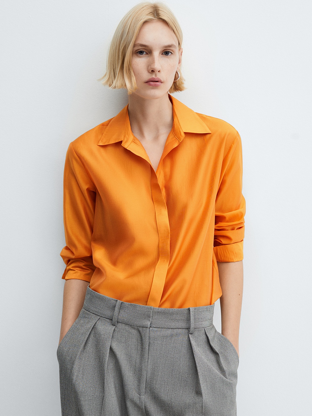 

MANGO Regular Fit Shirt, Orange