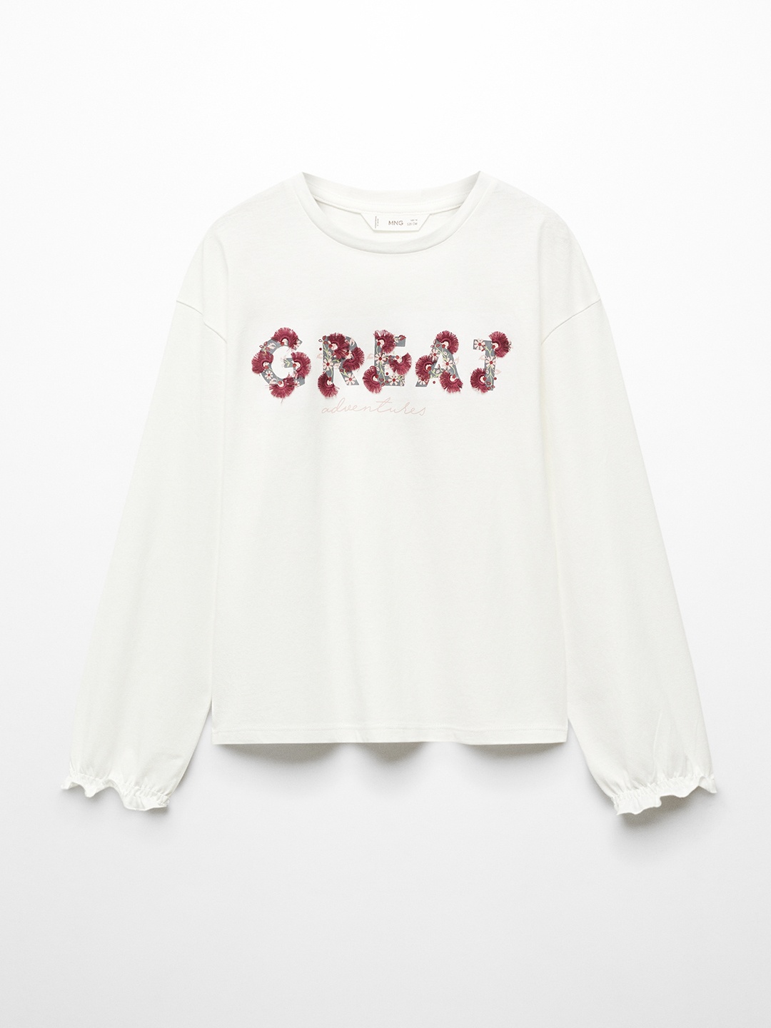 

Mango Kids Printed Tasseled Pure Cotton T-shirt, White