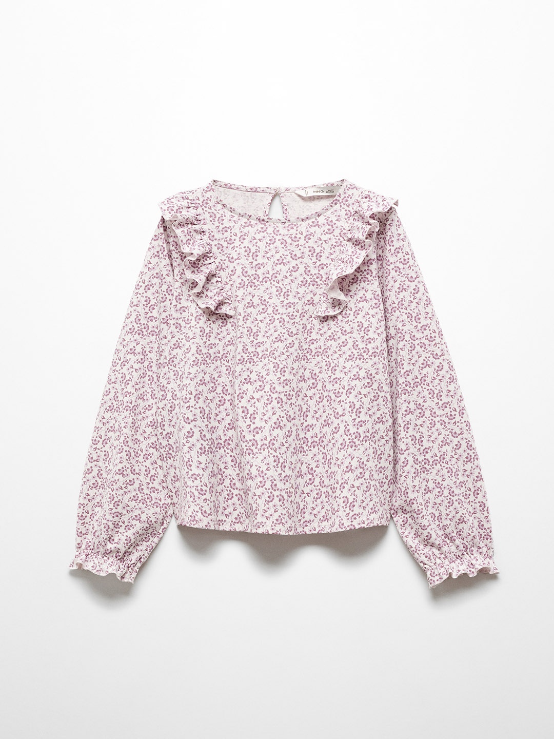 

Mango Kids Girls Floral Print Ruffles Cotton Top, White