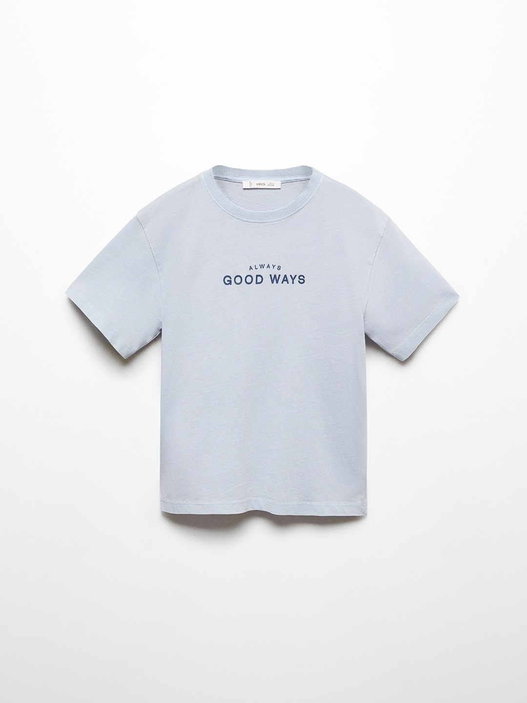 

Mango Kids Boys Typography Printed Pure Cotton T-shirt, Blue