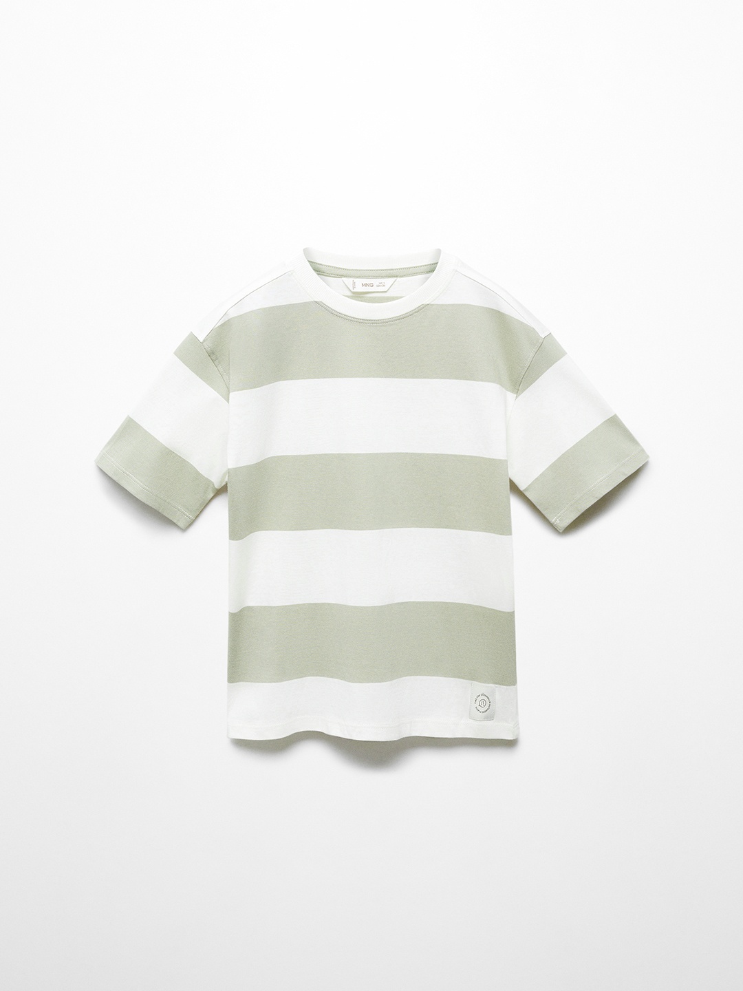 

Mango Kids Boys Striped Pure Cotton T-shirt, Olive