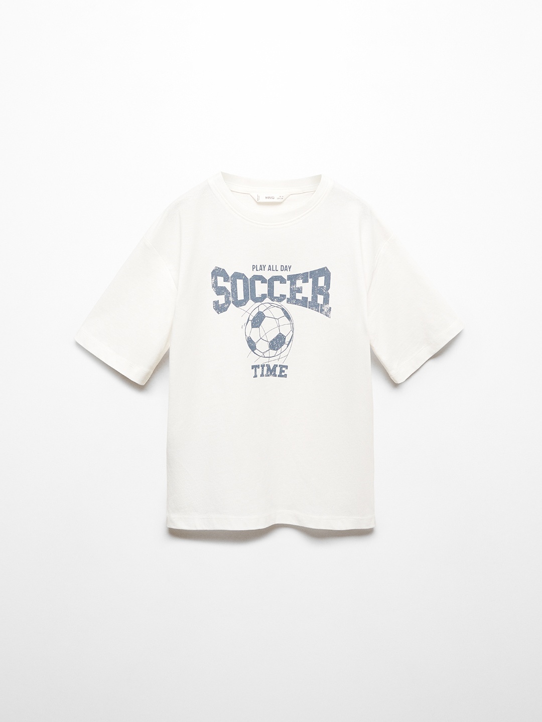

Mango Kids Boys Soccer Printed Pure Cotton T-shirt, White