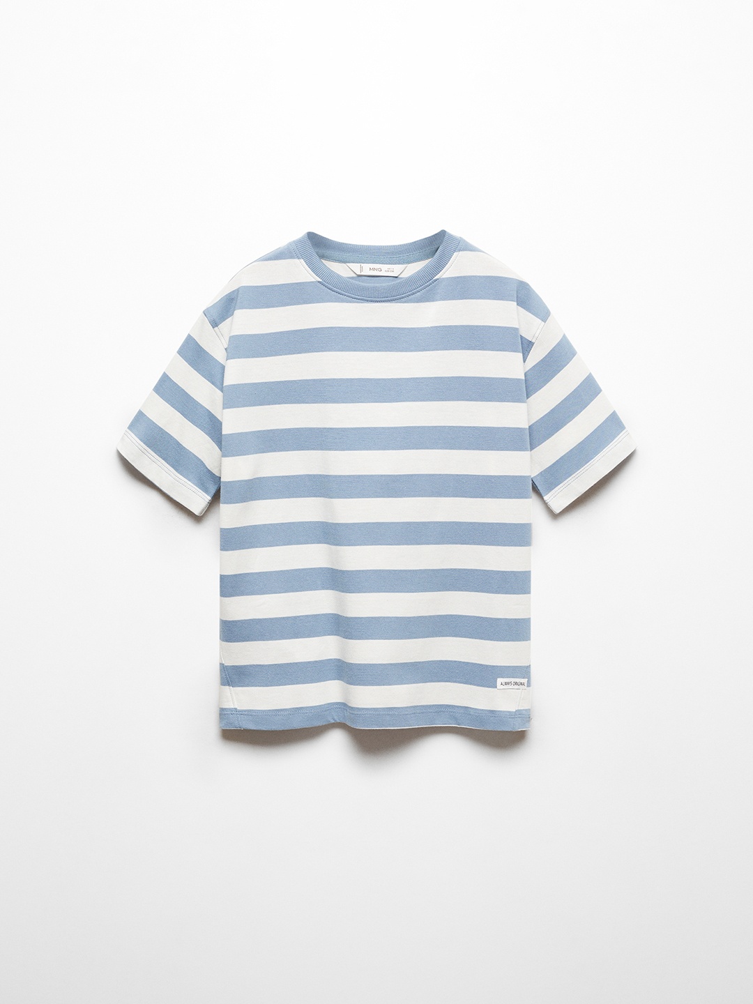 

Mango Kids Boys Striped Pure Cotton T-shirt, Blue