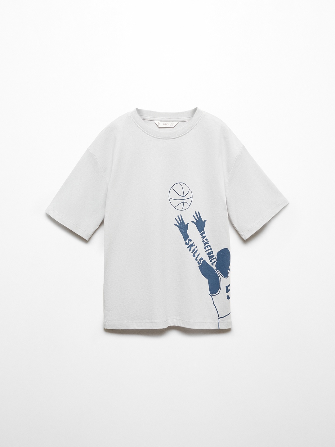 

Mango Kids Boys Basketball Printed Pure Cotton T-shirt, Grey
