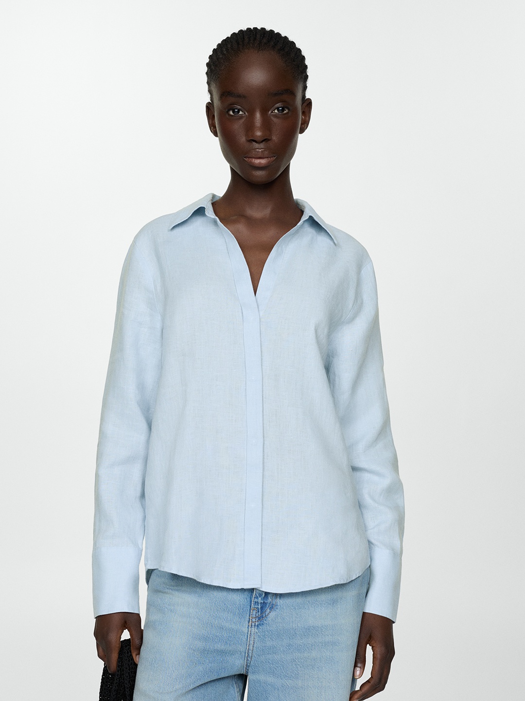 

MANGO Pure Linen Casual Shirt, Blue