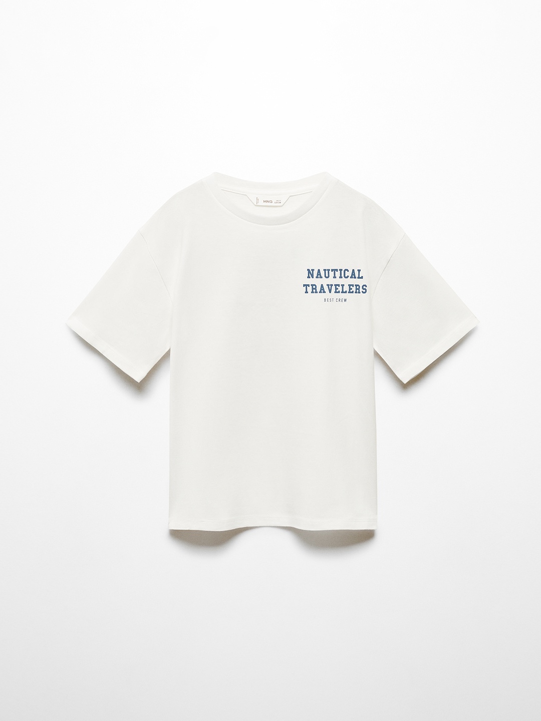 

Mango Kids Boys Nautical Print Pure Cotton T-shirt, White