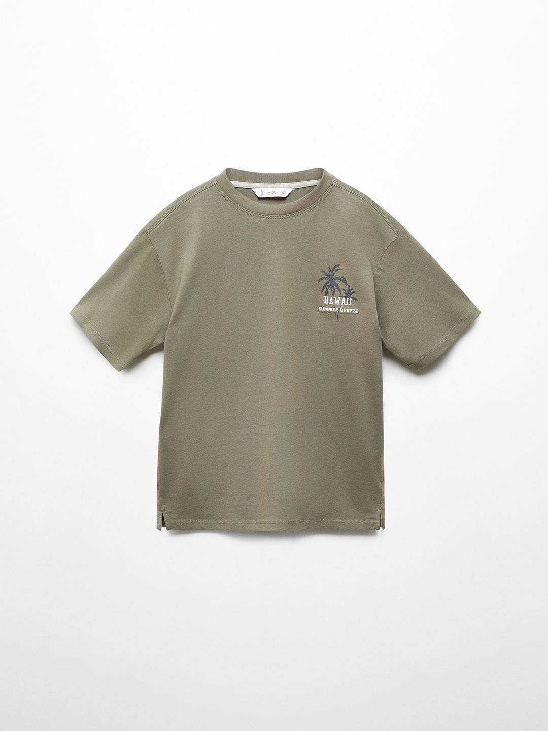 

Mango Kids Boys Pure Cotton Drop-Shoulder Sleeves T-shirt, Khaki