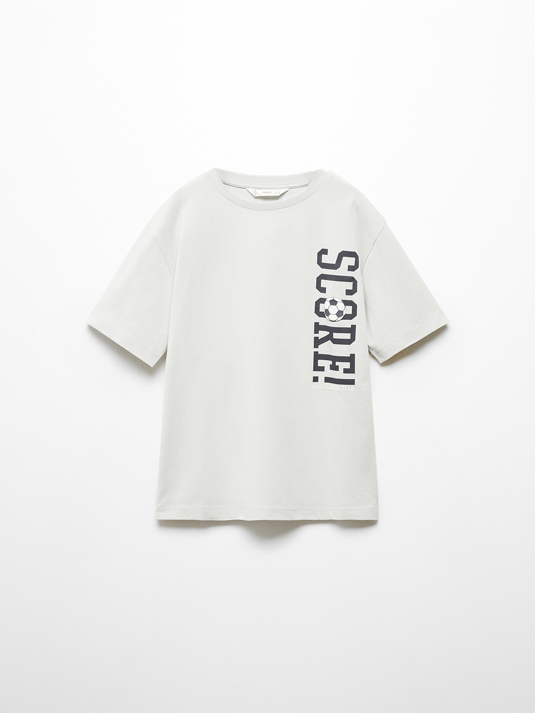 

Mango Kids Boys Pure Cotton Typography Printed T-shirt, Grey