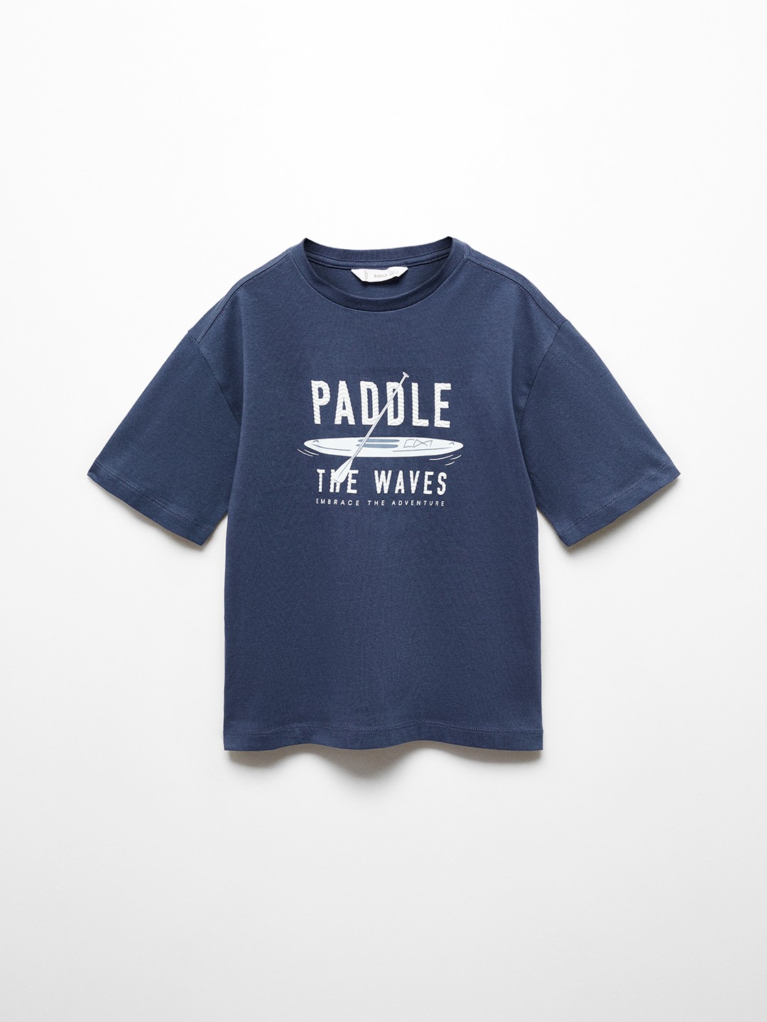 

Mango Kids Boys Pure Cotton Typography Printed T-shirt, Navy blue
