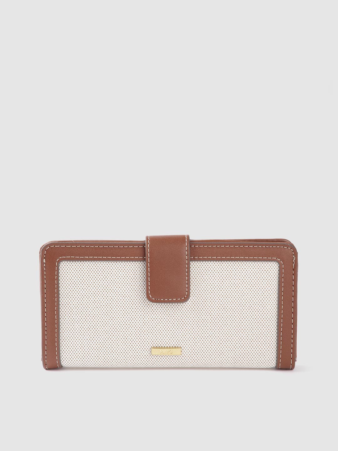 

MANGO Women Textured Two Fold Wallet, Off white