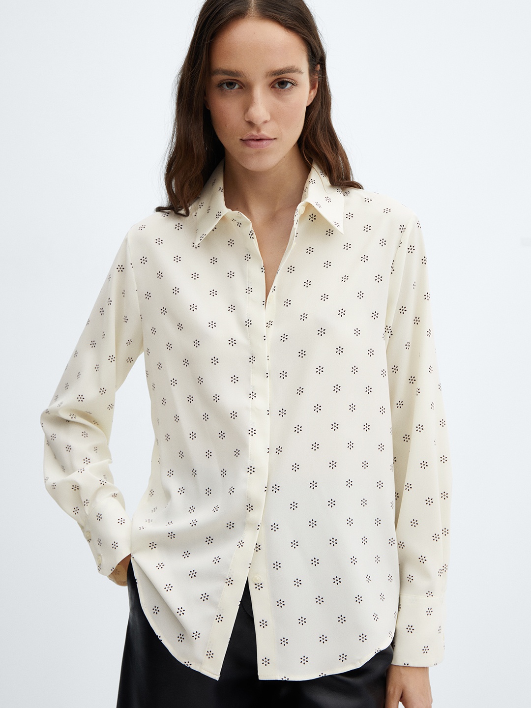 

MANGO Women Floral Printed Casual Shirt, Off white