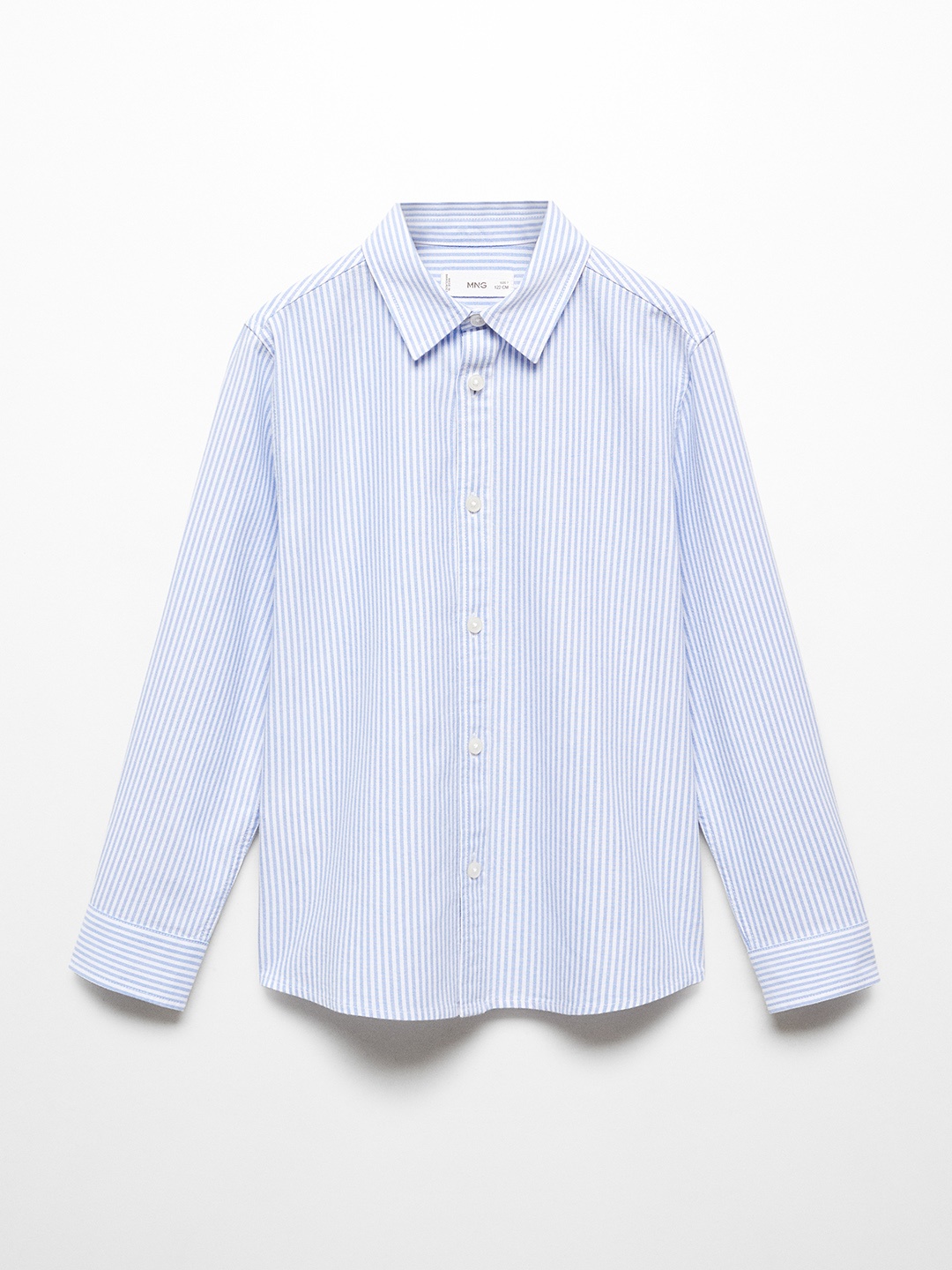 

Mango Kids Boys Striped Casual Pure Cotton Shirt, Blue