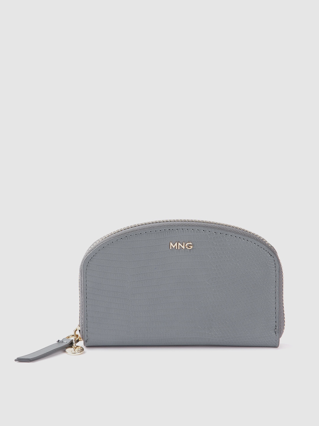 

MANGO Women Snakeskin Textured Wallet, Grey