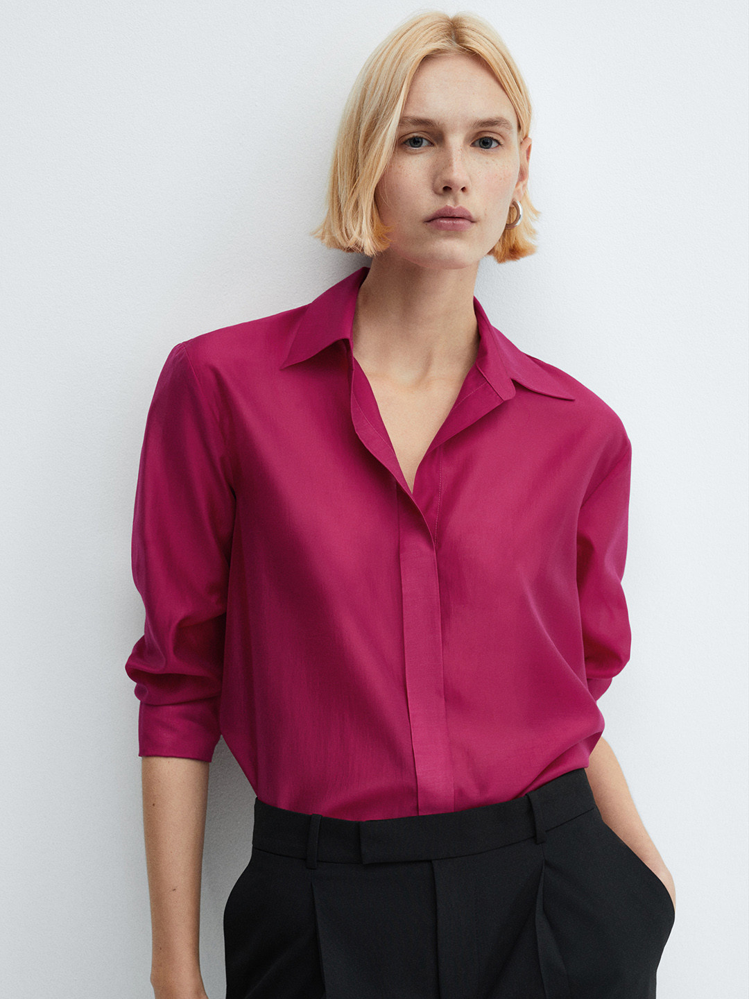 

MANGO Casual Shirt, Fuchsia