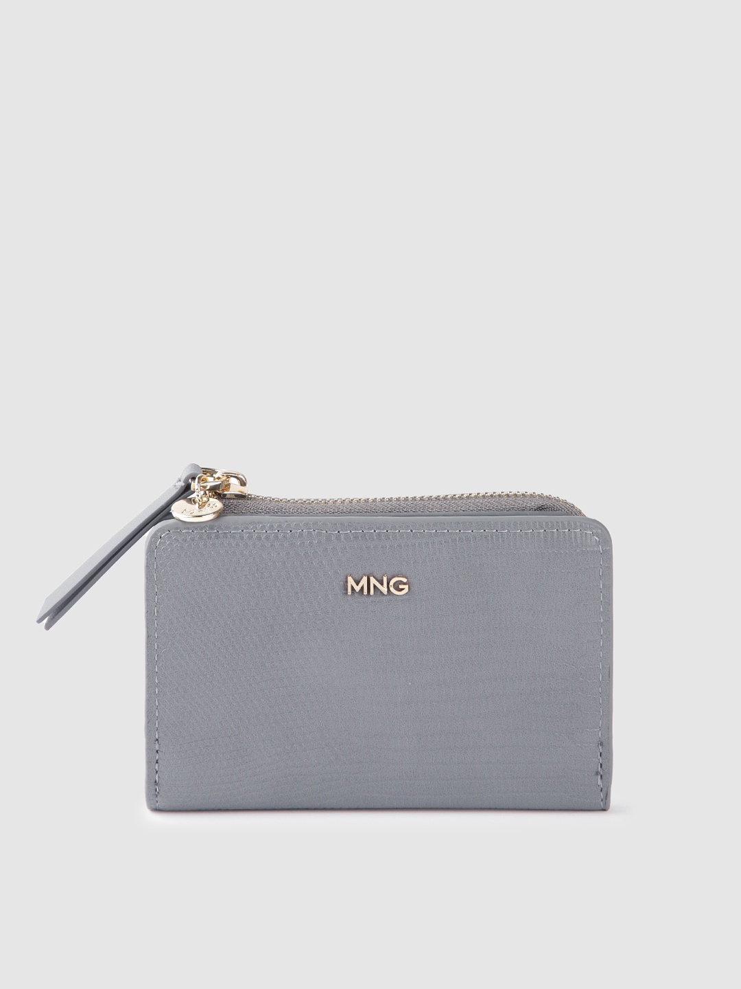 

MANGO Women Snakeskin Textured Two Fold Wallet, Grey