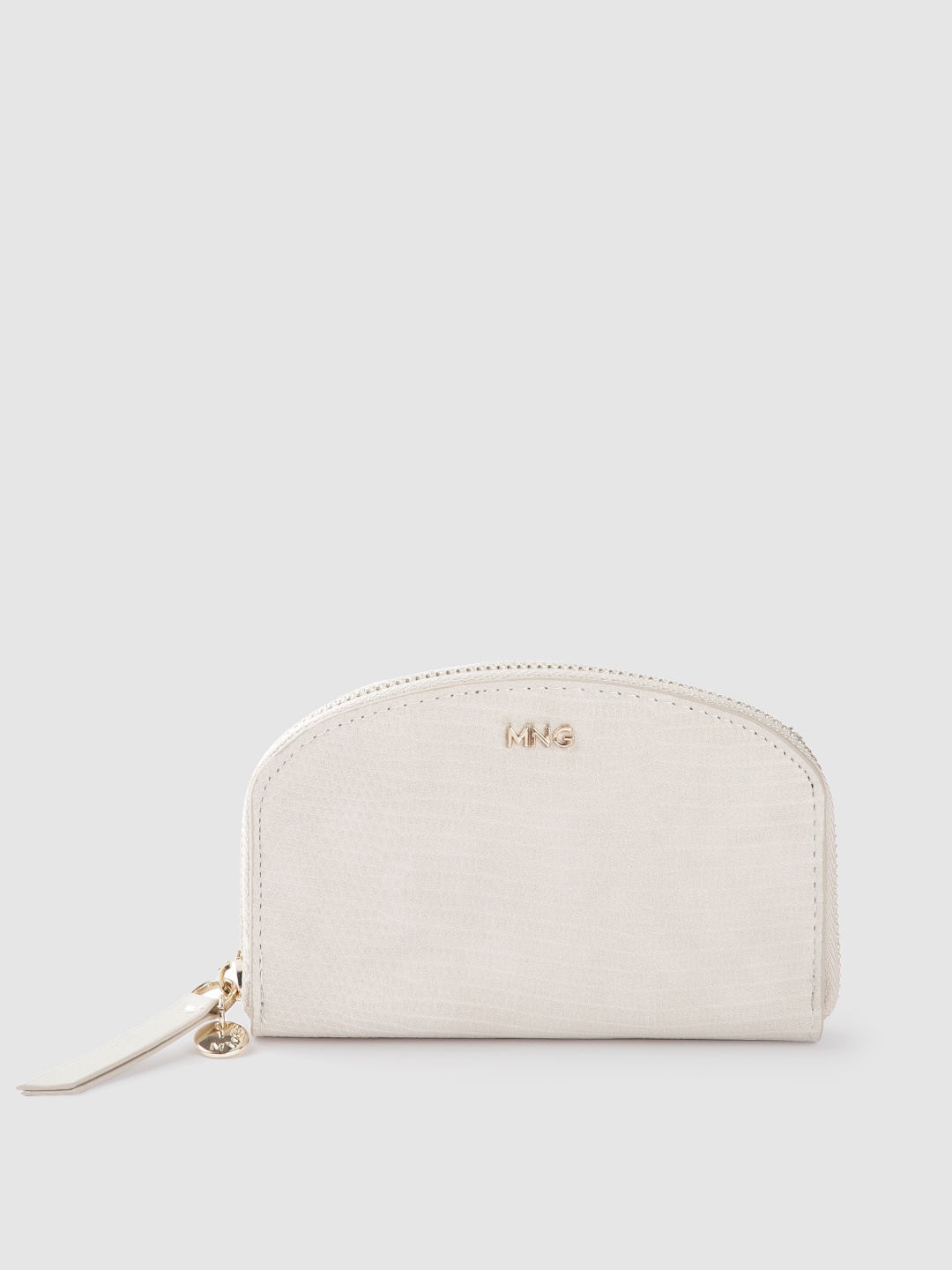 

MANGO Women Snakeskin Textured Wallet, Off white