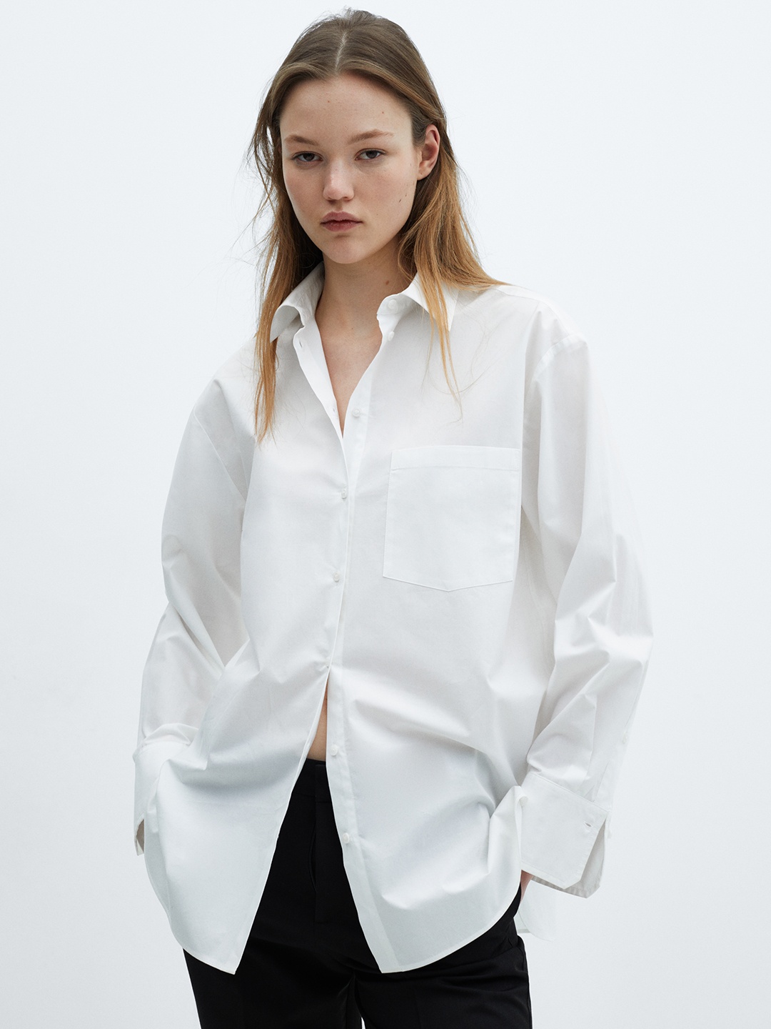 

MANGO Pure Cotton Oversize Shirt, White