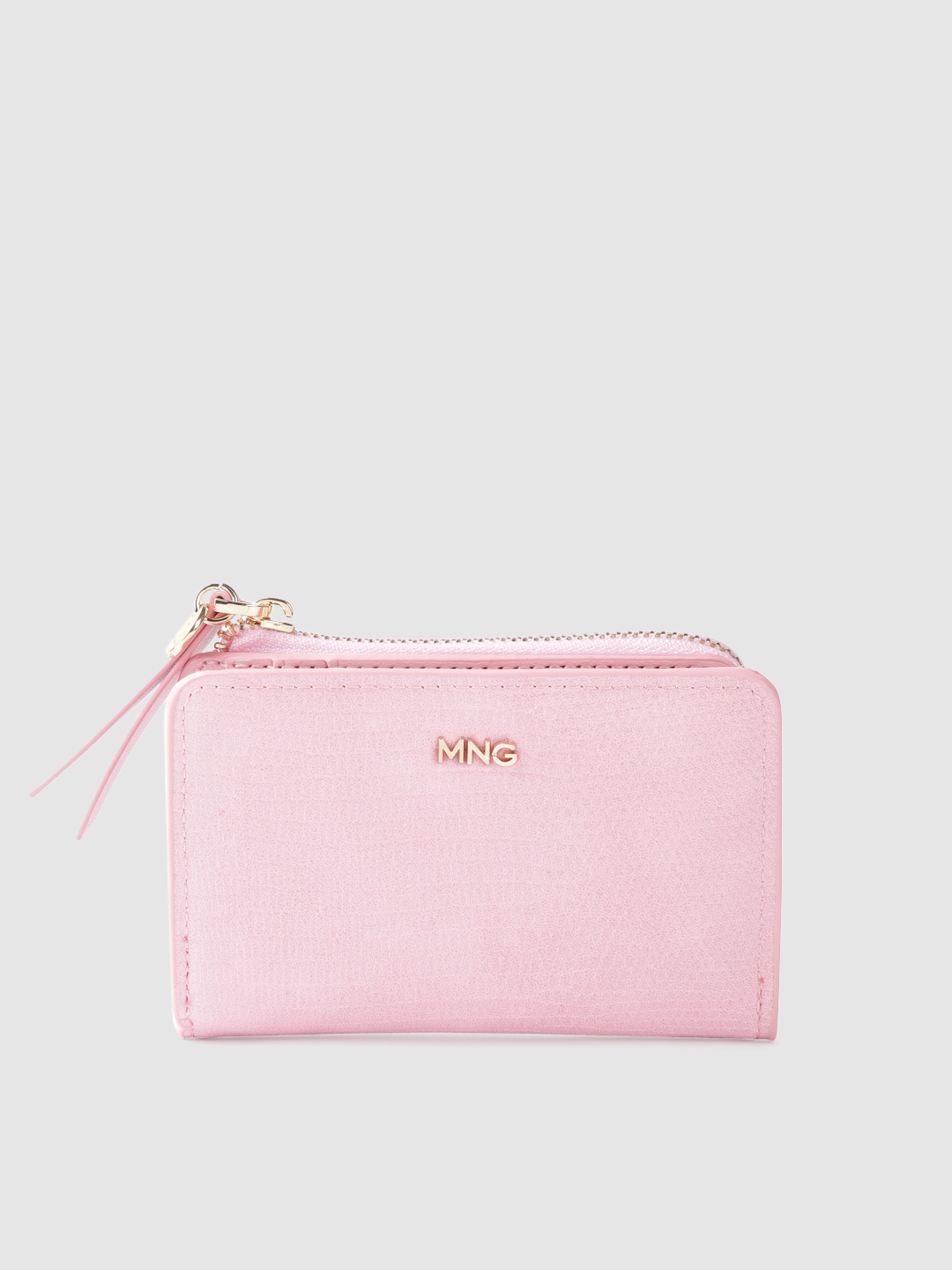 

MANGO Women Snake Skin Textured Two Fold Wallet, Pink