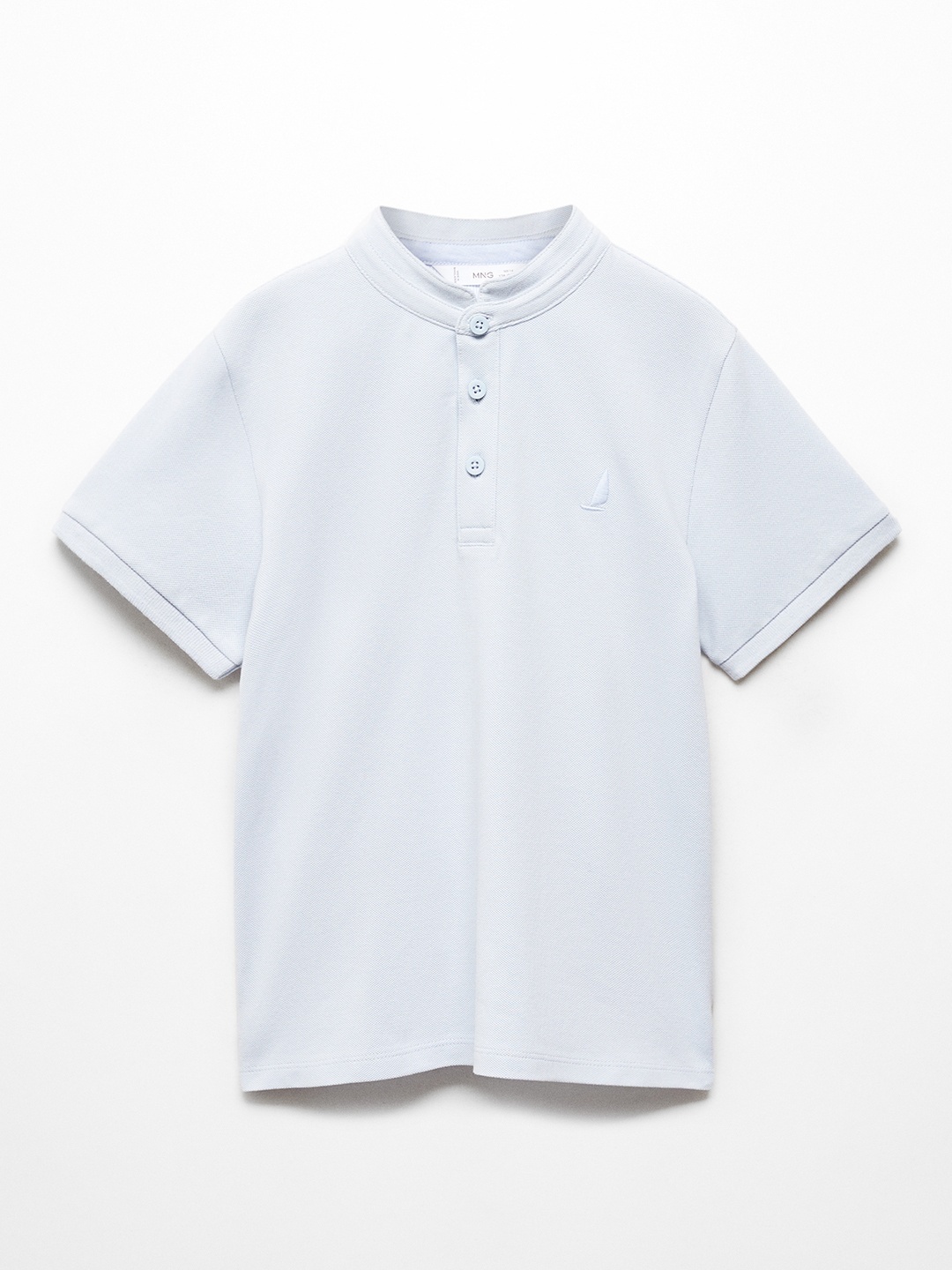 

Mango Kids Boys Pure Cotton Mandarin Collar T-shirt, Blue
